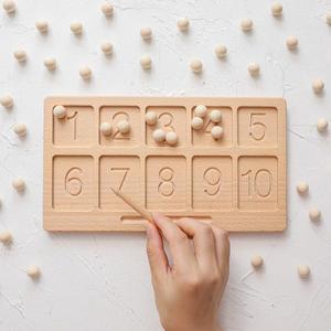蒙特梭利分拣托盘，带10个部分和数字，松散的部分游戏学习计数数字板礼物儿童学龄前 - Product Image 1