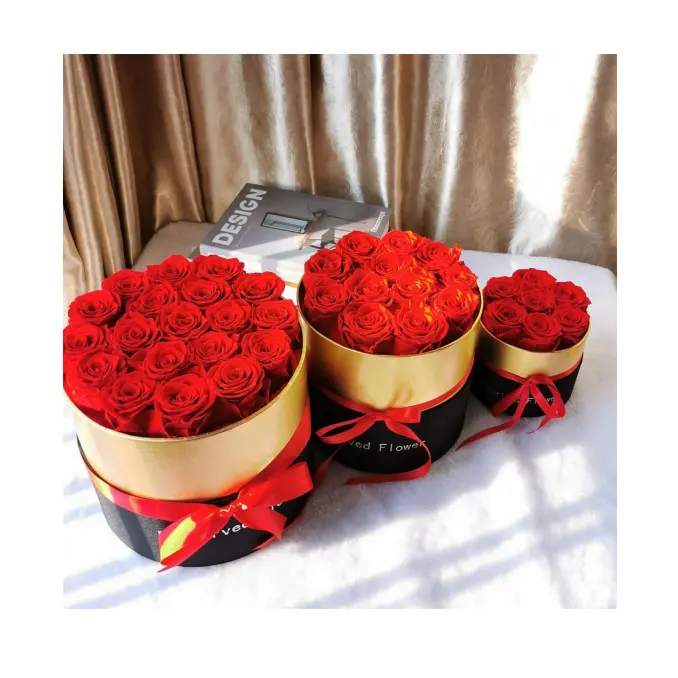 Роскошный подарок на день Святого Валентина бессмертный долговечный вечный цветок розы коробка вечные цветы стабилизированные сохраненные розы