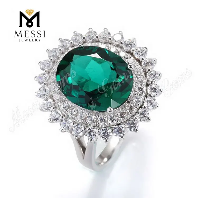 Messi Đồ Trang Sức Emerald Nhẫn Trang Sức Sun Flower Shape Woman Nhẫn Với Moissanite Trong 14K 18K Vàng Trang Sức Bán Buôn