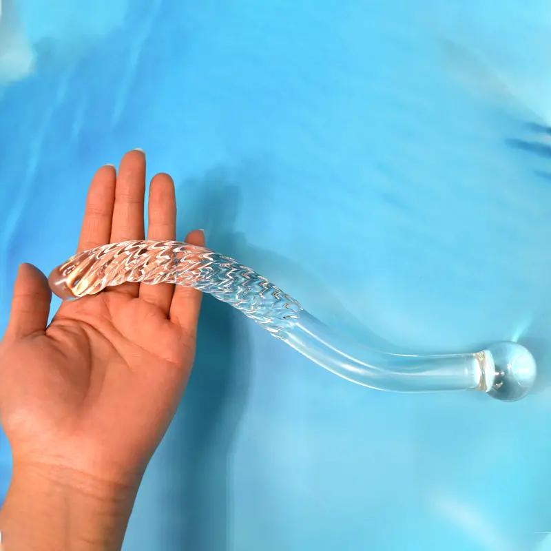 Mainan Seks Kristal Dildo Kaca Lengkung Yoni Orang Dewasa Anal Penyumbat Bokong Kaca Besar untuk Wanita Alat Pijat Vagina Tongkat Kaca