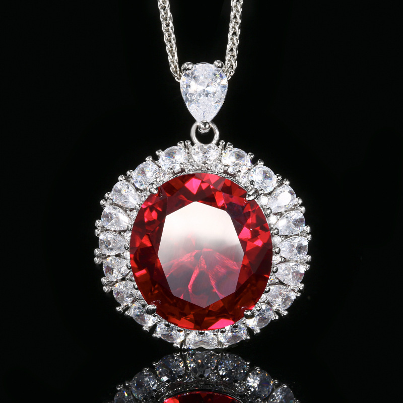 Red corundum pendant with Chopin chain