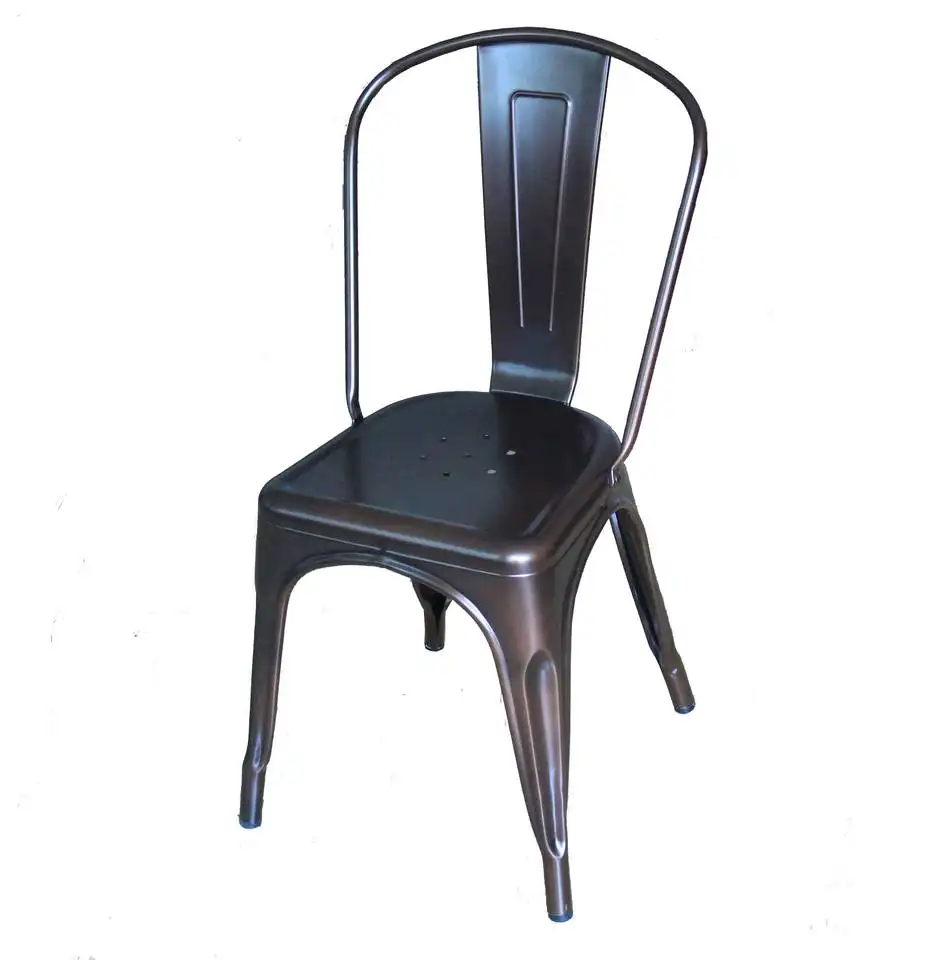 OEM atacado barato full iron metal high back jantar cadeira bar cadeira maçante polonês preto acabamento antigo eventos cadeira para venda