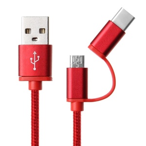 High Quality Colorful <strong>2</strong> <strong>in</strong> <strong>1</strong> USB to C to Micro to 8 Pin Nylon Braided Durable 3 a Fast Charging Data Cable Usb -c Cable - Product Image 4