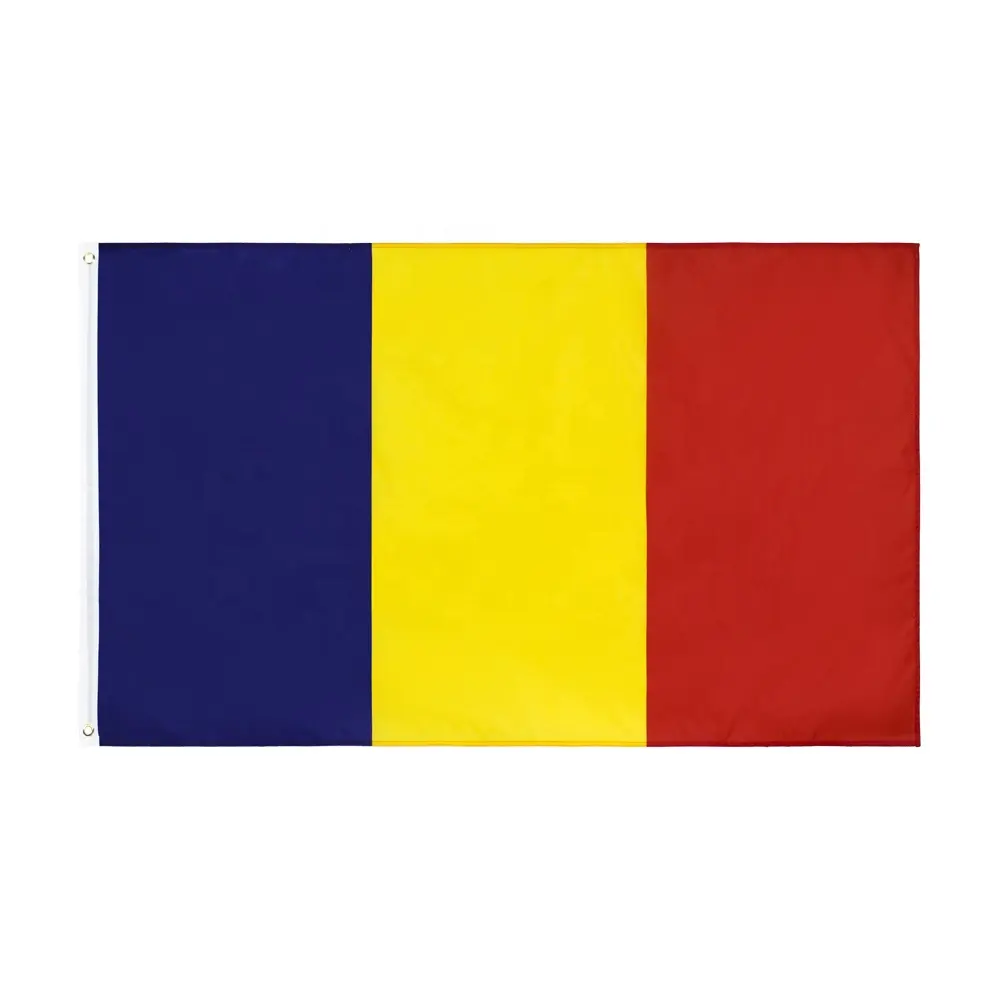 Venta al por mayor 90*150 cm azul amarillo rojo mundo poliéster de Rumania bandera