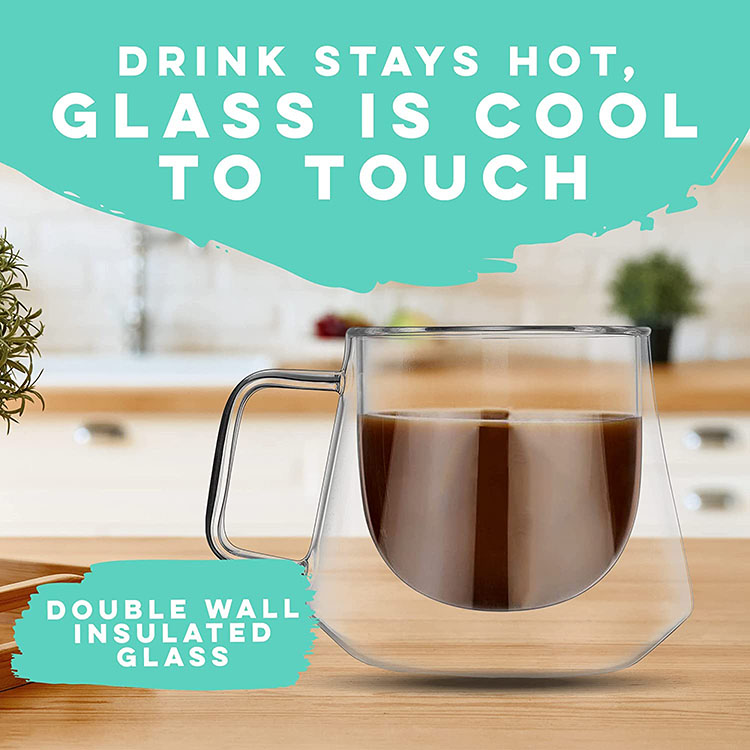 200ml New Style  Double Wall Insulated Glass Tumbler Pyrex Glass Coffee Mugs Tea Cups