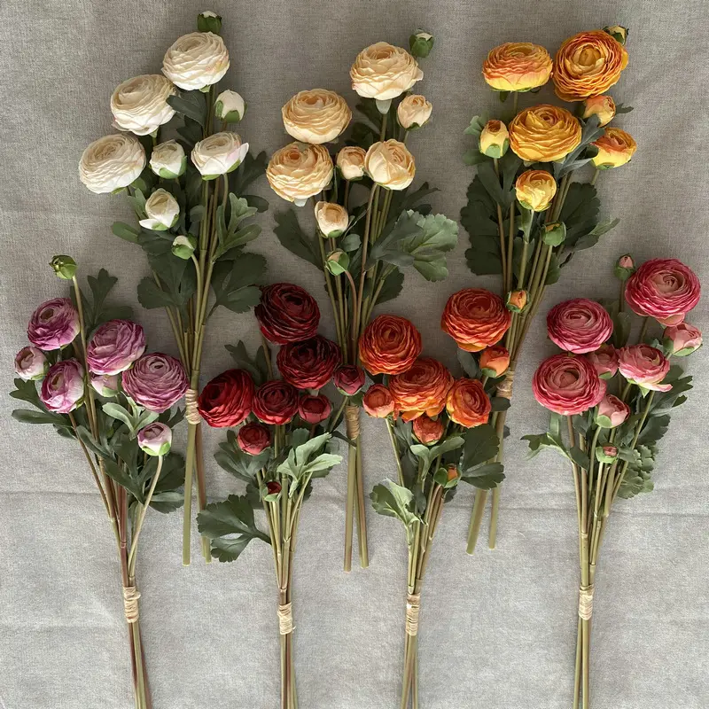 IFG-ramo de seda de 9 mil cabezas de capas, flores de loto de rocío Artificial, Ranunculus, arreglo Floral de Navidad para el Día de San Valentín