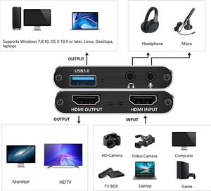Venta superior 1080p 60fps Dispositivo de grabación de video 4K Usb3.0 Hdmi Tarjeta de captura de video para transmisión en vivo y enseñanza - Product Image 4