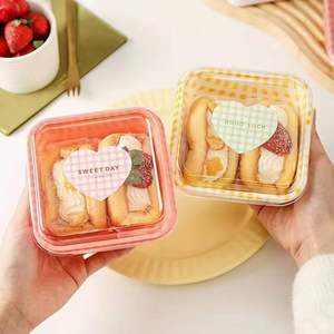 ราคาถูก กล่องบรรจุภัณฑ์เค้กพลาสติกขนาดเล็กทรงสี่เหลี่ยม กล่องตุ่ม เค้ก Tiramisu สีชมพู กล่องคอนเทนเนอร์ขนาดเล็ก - Product Image 4