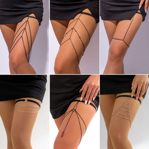 Seksi zincir Metal elastik kayış püskül tek bacak zinciri dikdörtgen ana bağlantı bacak zinciri takı ile komple - Product Image 1
