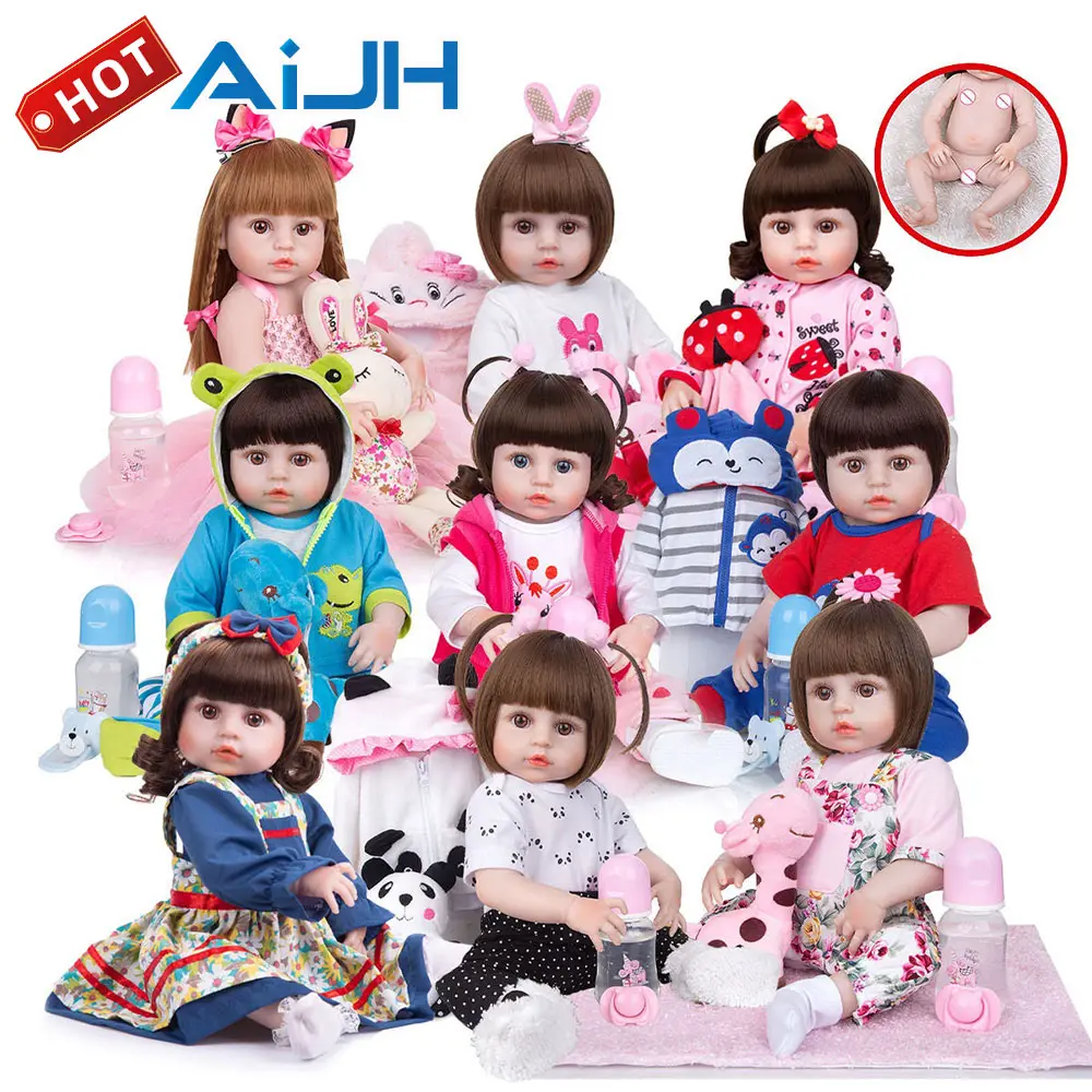 AiJH gran oferta 100% silicona realista suave bebé bonita niña realista goma Lifereborn Munecas Rebon silicona-Real Reborn Dolls