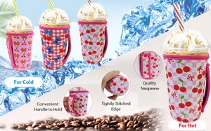 Tùy Chỉnh In Cách Điện 16-32Oz Neoprene Túi Lạnh Tái Sử Dụng Cốc Cà Phê Tay Áo Với Xử Lý Mềm Tote Cho Cà Phê Đá Hoặc Rượu Vang - Product Image 5