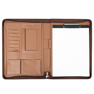 Carpeta de archivos A4 personalizable multifunción con cremallera bolsa Manager Business Notebook almacenamiento de documentos Funda de cuero para ventas A6 A5