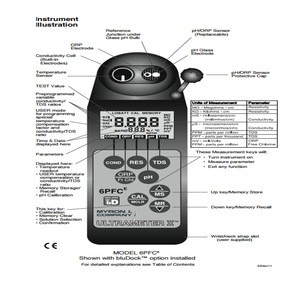 Ultramete II 6PFCE el çok parametre su kalitesi analizörü üstün çözünürlük <span class=keywords><strong>4</strong></span> haneli LCD ekranlar