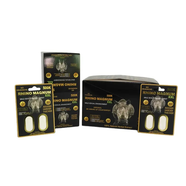 Mannelijke Versterking Pillen 3D Kaart Met Display Dozen Rhino Magnum 500K Blister Voor Vrouwelijke Capsules Pil Verpakking In voorraad