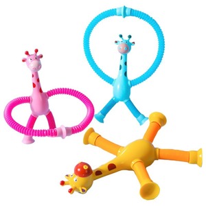 DL31218 yaratıcı eğlenceli teleskopik zürafa vantuz oyuncak LED ışık Up plastik Pop tüpler stres oyuncakları - Product Image 3