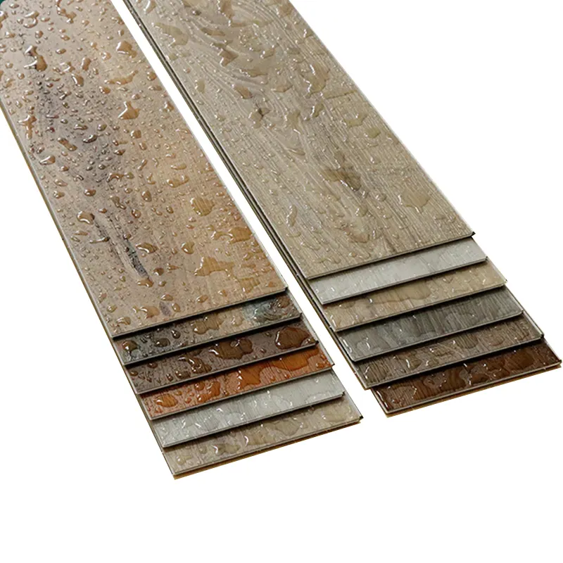 Moisture proof "polusi gratis kayu-strip tunggal ubin plastik Spc Unilin vinil klik papan lantai untuk interior