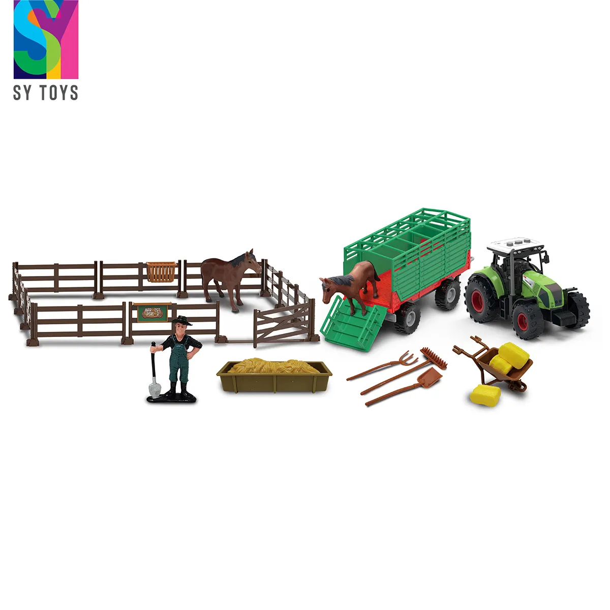 SY مخصصة عربة مجانية عجلة سيارة مزارع لعبة أطفال جرار مزارع لعبة نموذج سيارة مزارع بلاستيكية لعبة