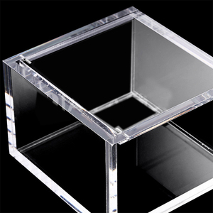 High Quality Custom Transparent Acrylic Jewelry <strong>Display</strong> <strong>Storage</strong> Box Plastic <strong>Cube</strong> with <strong>Plexiglass</strong> Eternal Rose Lid - Product Image 5