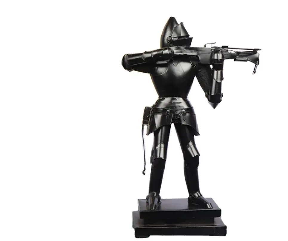 Tamanho de vida antigo cavaleiro em armadura estátua metal ferro guerreiro escultura decoração de casa