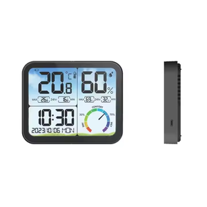Nueva pantalla a Color LCD temperatura humedad medidor termómetro higrómetro con temperatura reloj despertador tiempo Sensor alimentado por batería - Product Image 4