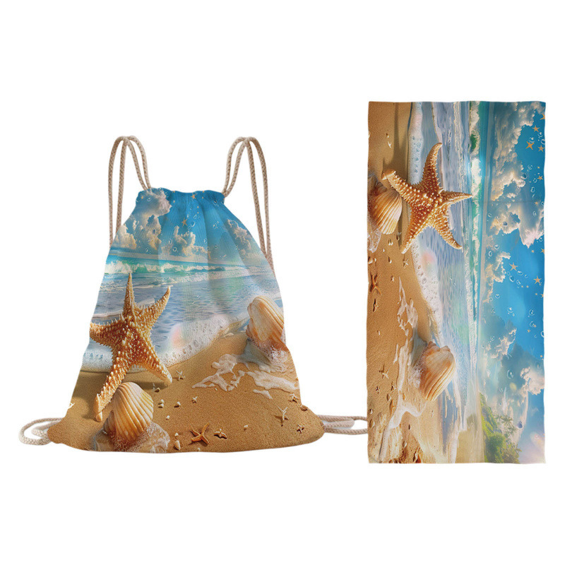 Toalla de playa con diseño de estrella de mar integrado