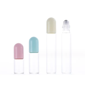 3ml 5ml 10ml Empty Glass Bottle with Stainless Steel Roller Ball Colored Hanging Cap Essential Oil Clear <strong>Perfume</strong> Roll on Bottle - Product Image 5