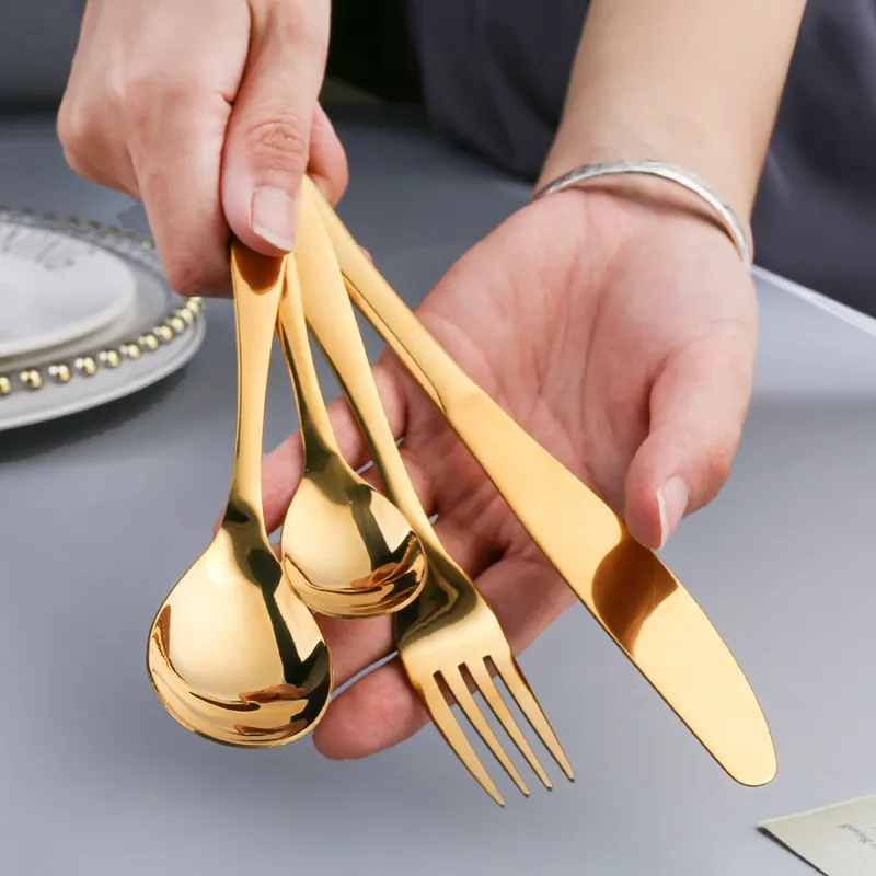 Yüksek kalite altın mutfak çatal bıçak kaşık seti paslanmaz çelik kaşık çatal bıçak lüks batı restoran çatal-bıçak çatal bıçak kaşık seti