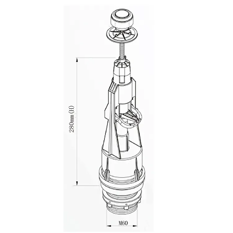 Montaggio a parete 1-1/2 "Wc Tenuta Top Pulsante Valvola di scarico Wc