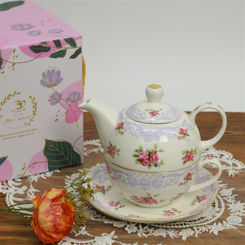 Tea rose-mother-and-child teapot-gift box