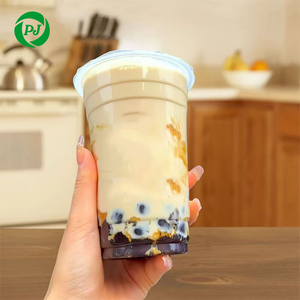 コーヒージュース等のためのカスタマイズされた500ML使い捨てプラスチックカップ黒い砂糖真珠のミルクの茶。 - Product Image 1