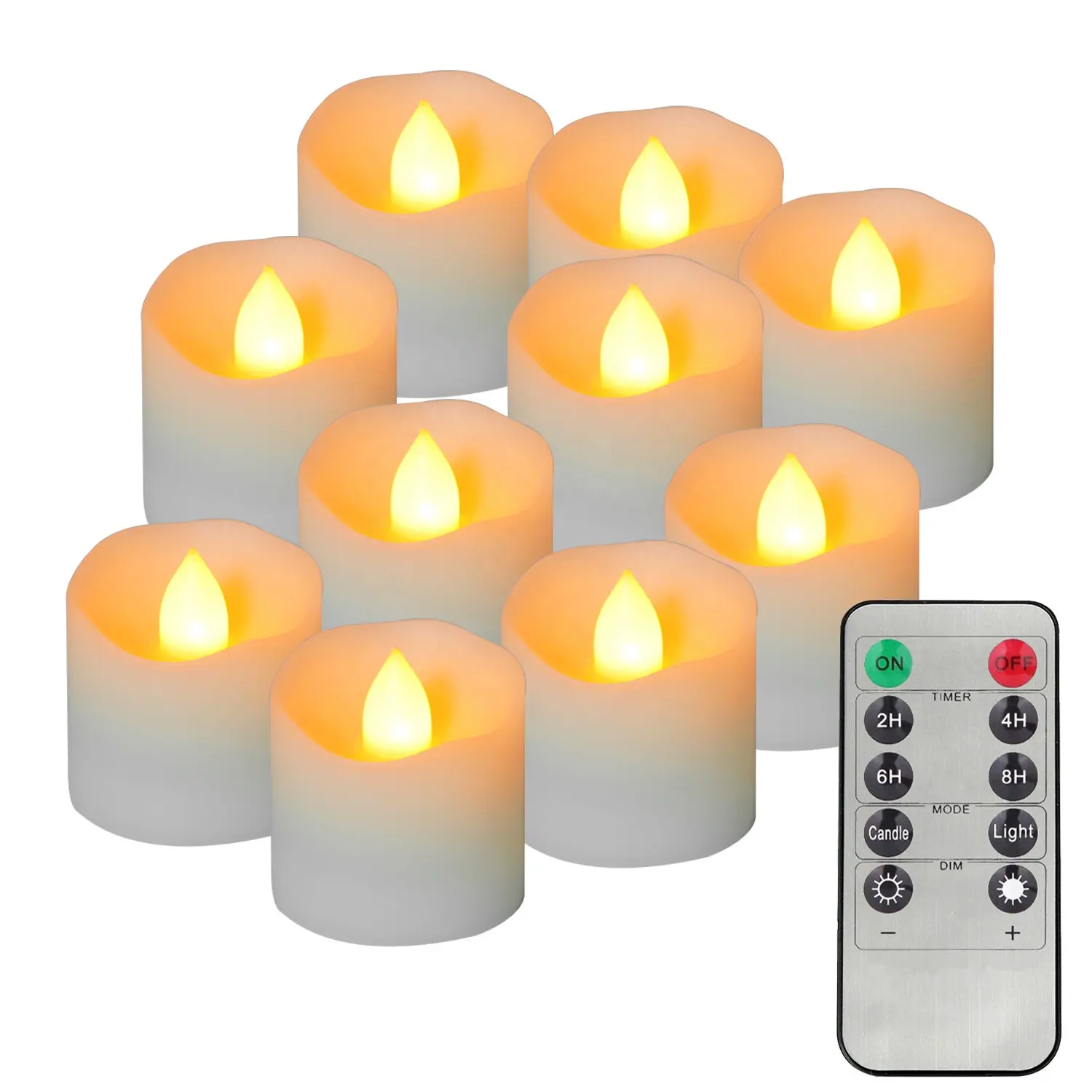 새로운 전자 촛불 10 키 원격 제어 타이밍 시뮬레이션 빛나는 촛불 LED 전자 촛불 공장 도매