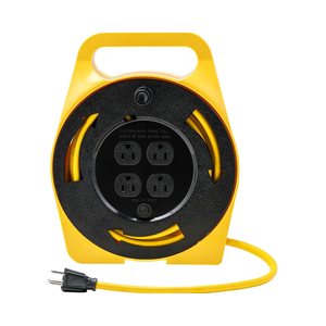 25 FT uzatma kordon makarası 4 topraklı çıkışları el rüzgar geri çekilebilir 16 AWG/3C SJTW güç kablosu 10 Amp devre NEMA 13A açık - Product Image 6