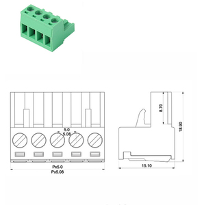 Equivalent Phoenix Green <strong>Terminal</strong> <strong>Block</strong> <strong>MSTB</strong> 2.5/2-ST Pluggable Type Male Female Connector 2EDGK-5.08-02P - Product Image 6