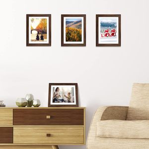 Kahverengi 5x7 resim çerçevesi seti 4, 6x8 duvar veya masa üstü için Mat ile 5x7 fotoğraf rustik ceviz çerçeveleri. - Product Image 5