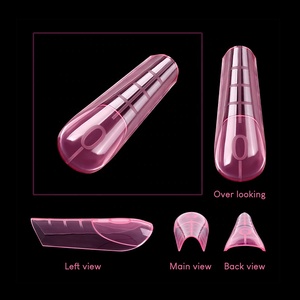 BQAN 11 boyutu kısa orta pembe yanlış tırnak oluşturucu jel uzatma kalıpları İpuçları çift formları özel Logo basın tırnak ipuçları - Product Image 1