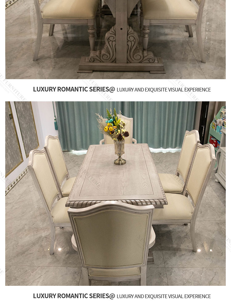 American Light Luxury High-end Table French Rectangular 6-Person Family Large Family 2021 New Solid Wood Dining Table
