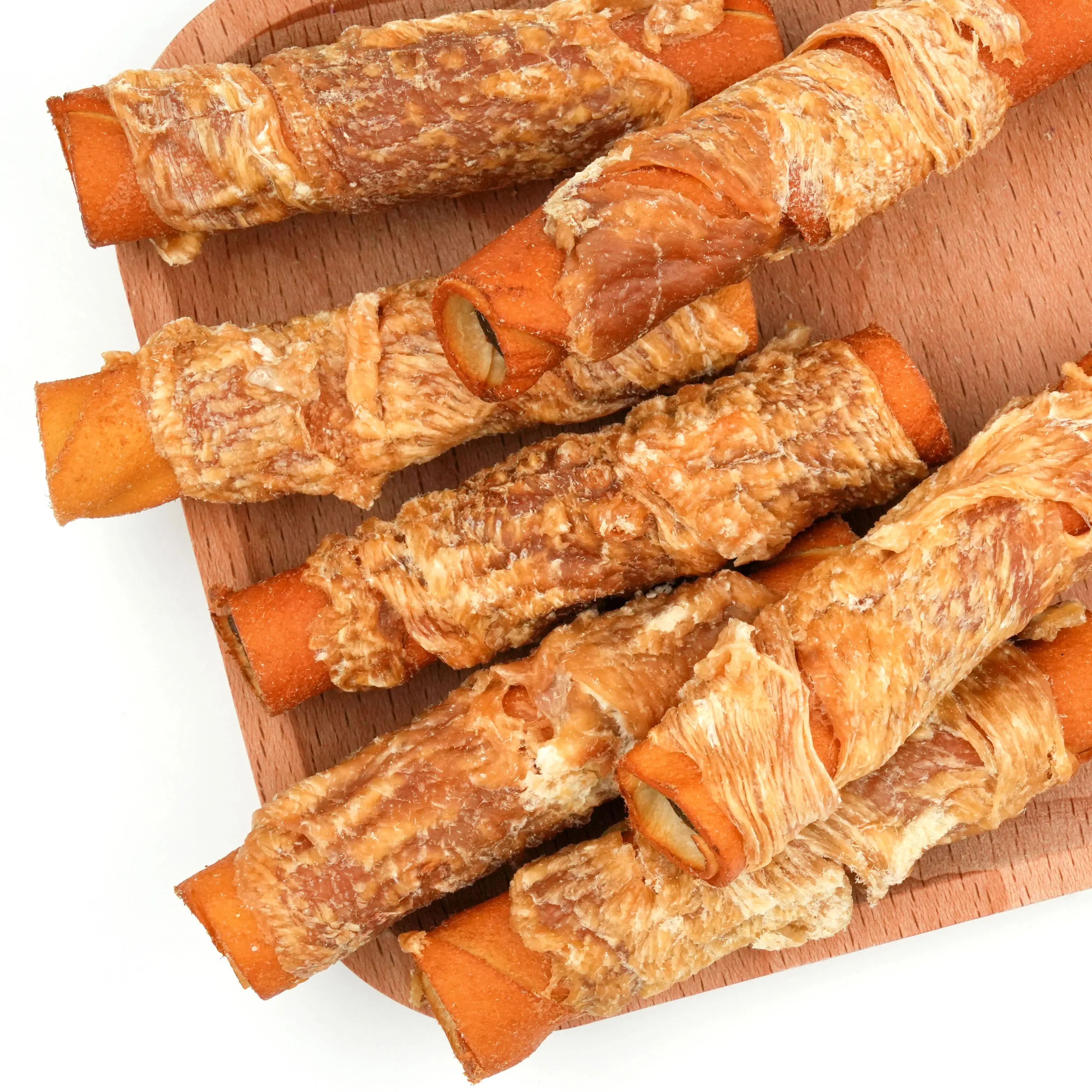 OEM ODM penjualan paling laris gulungan Sandwich kulit sapi ayam daging alami makanan ringan kunyah hewan peliharaan