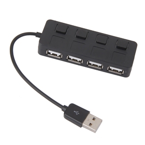 黑色4端口USB 2.0 3.0集线器分离器，带独立480Mbps快速传输数据适配器，适用于带开/关开关的计算机 - Product Image 2
