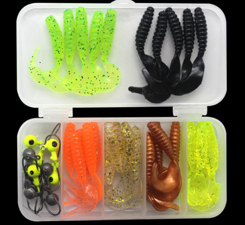 Gancho de plomo de gusano de cola única C