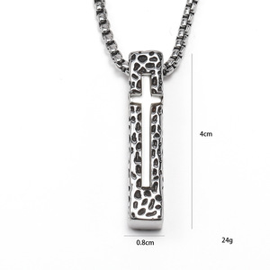 สร้อยคอสเตนเลสสตีลสำหรับผู้ชายลายหินย้อนยุคแบบส่วนตัวและเรียบง่าย - Product Image 6