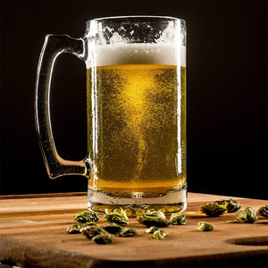 RTSセット6つのガラスビールマグ、ハンドルストロー付き18オンスの大きなビールグラス、Fre用の固体透明飲用ガラスウェアビールカップ - Product Image 6
