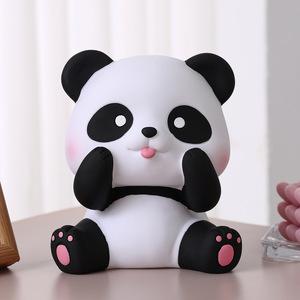 Modernes trend iges Vinyl-Sparschwein für Kinder Kunststoff-Spar büchse mit populärem Panda-Design und modernem Figuren muster geschenk - Product Image 4