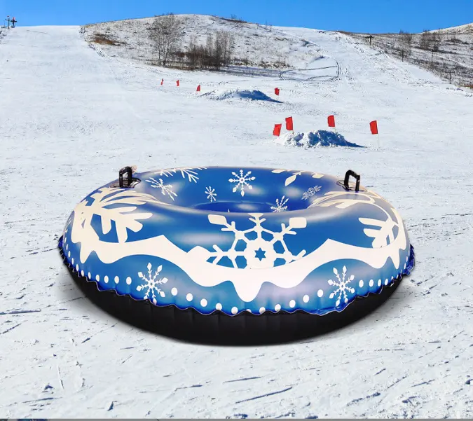 Círculo inflável do inverno do anel rebocável do esqui do PVC com punho flutuado brinquedo da neve do tubo do esqui do Trenó