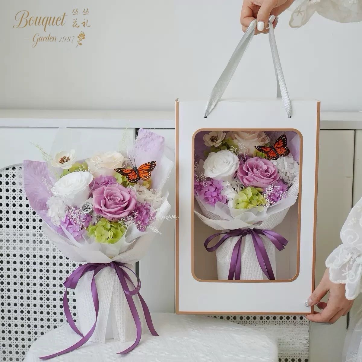 Boîte cadeau fenêtre pour 3 bouquets