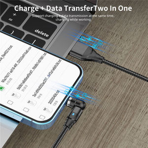 Hızlı şarj cep telefonu mıknatıs şarj mikro USB tip C manyetik veri kablosu Iphone Android standart örgü için 540 döndür 5A - Product Image 3