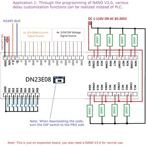 DN23E08_DN24F08 8AI-8DI-8DO Multifunction IO Expanding <strong>Module</strong> for <strong>ARDUINO</strong> NANO V3.0 RS485 Modbus RTU Open PLC LED Current - Product Image 5