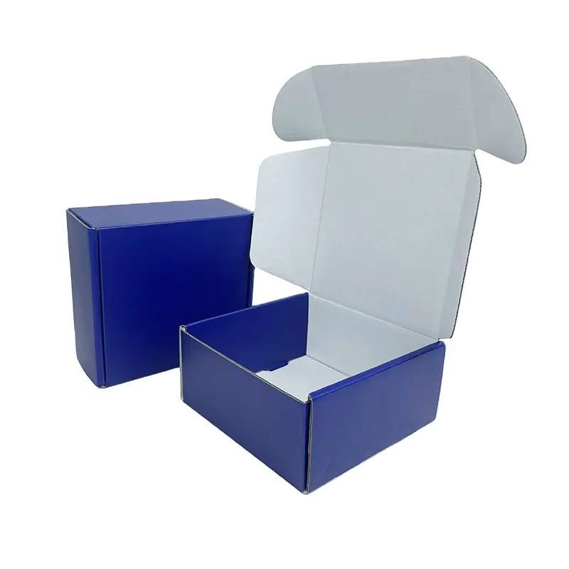 Custom printing die cut large packaging blue shipping cardboard mailer box clothes corrugated boxes
