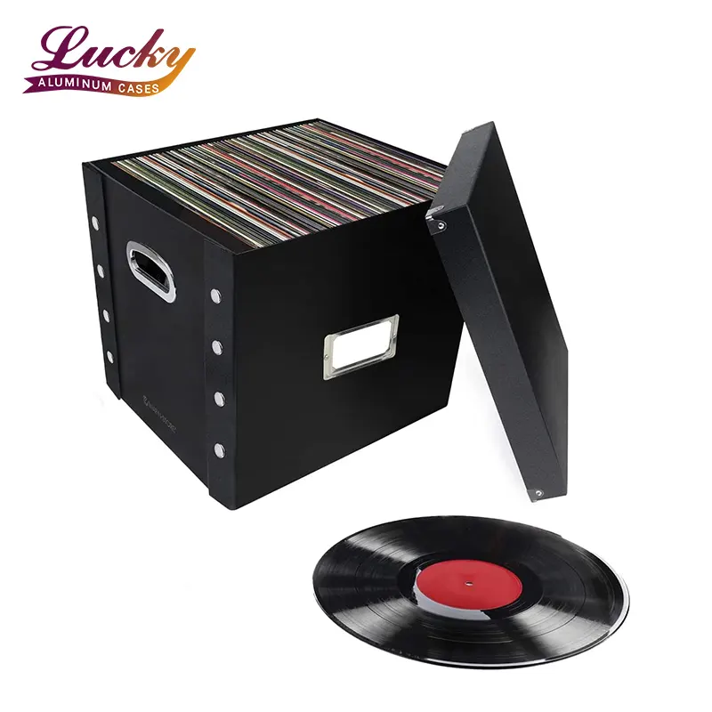 Алюминиевый виниловый чехол для CD-дисков, корпус для хранения до 75 черных виниловых альбомов