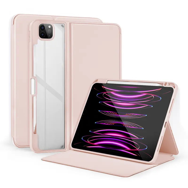 Smart Tablet Covers Transparent Acrylic Tablet Cover Pencil Holder For Ipad Air 3 And Ipad 8th Gen Trifold Flip Case