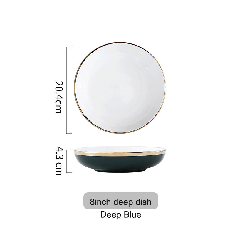 Plat blanc de 8 pouces de profondeur